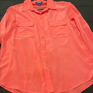 Coral Button-Up Blouse